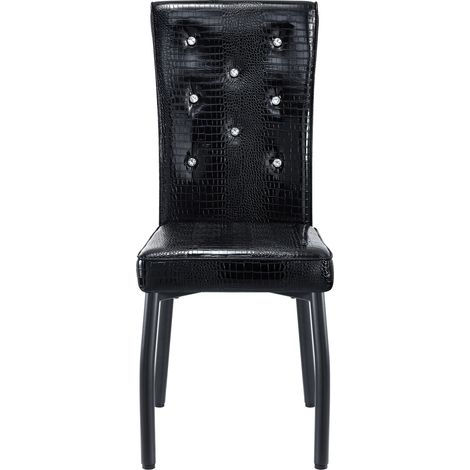 Set de 2 sillas de comedor vintage negras en PVC efecto cocodrilo con patas metálicas (1/5)
