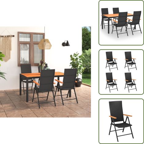 5-tlg. Garten-Essgruppe Schwarz und Braun - Gartengruppe - Gartenmöbel Set - Rattan Gartenmöbel - Outdoor Esstisch - Gartenstühle (1/5)