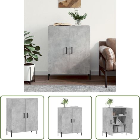 The Living Store Buffet gris béton 69,5x34x90 cm bois d'ingénierie - Buffet - Armoire - Meuble De Rangement - Mobilier - Cuisine (1/5)