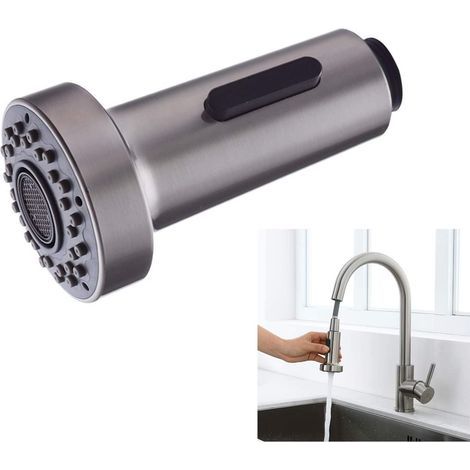 Ersatz-Küchenbrausekopf mit 2 Modi, universeller G1/2-Brausekopf, ausziehbarer Brausekopf für Küchenarmaturen (gebürstetes Nickel) (1/5)