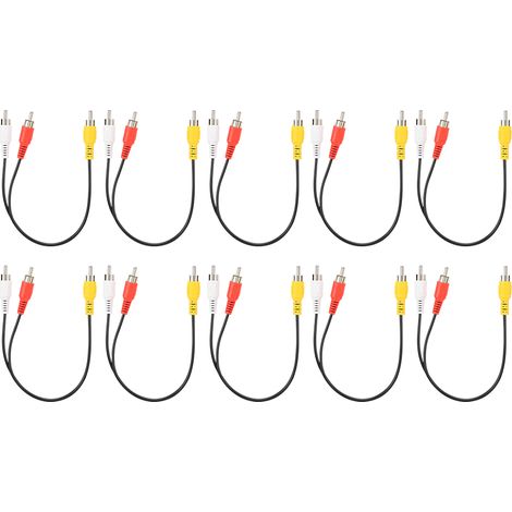 10 Pièces Adaptateur Audio RCA Mâle vers Double RCA Mâle, Connexion Robuste et Durable (1/5)