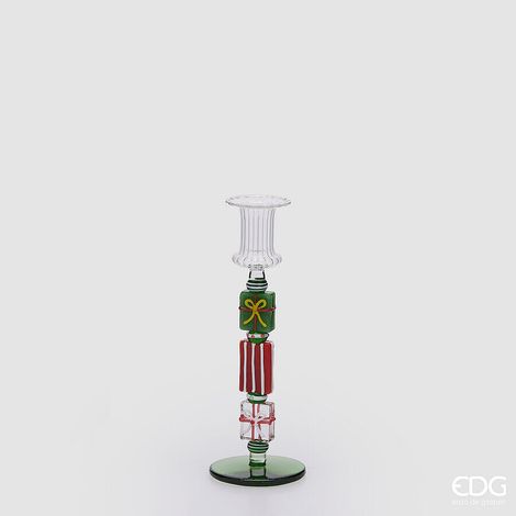 EDG Enzo De Gasperi Portacandela Pacchi Green Red H22 Ø7,5 cm – Decorazione di Natale (1/4)