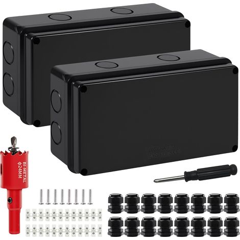 Boîte de Dérivation Étanche Exterieur,2 Pièces Boîte de Jonction Étanche IP65,Boite de Derivation Electrique,Boîte de Connexion Electrique Exterieur pour Sol Humides Projets de Bricolage(20107cm) (1/5)