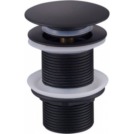 Bonde de lavabo noire sans trop-plein – Laiton de haute qualité – Mécanisme clic-clac – Connexion standard G1¼ – Évacuation rapide (1/5)