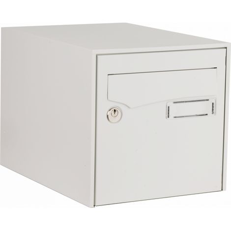 Decayeux – Boîte aux lettres simple face blanche – Ouverture avant – Dimensions 29,1 x 30,1 x 39,1 cm – Pour habitations individuelles (1/2)