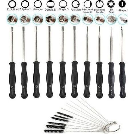 Kit de clé de réglage de carburateur Débroussailleuse et tronçonneuse,lot de 10 Outil de réglage de carburateur avec brosse de nettoyage Aiguille de carburateur (1/5)