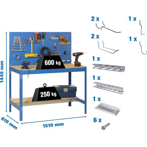 Simonrack Simonwork BT2 1500 blau und Holz Werkbank
