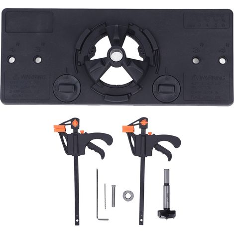 Kit Gabarit de Perçage pour Charnières Invisibles 35mm, Guide de Montage pour Portes d'Armoire, avec 2 Pinces Serre-Joints Noires (1/5)