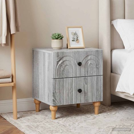 vidaXL Bedside Cabinet 2 pcs Grey Sonoma 43 x 34.5 x 48 cm (1/5)