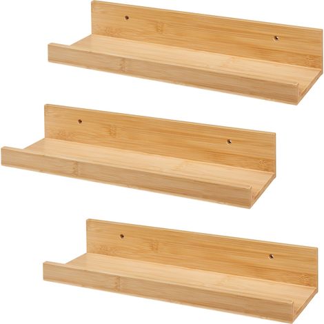 Juego de 3 estantes de pared de bambú 40 x 13 x 7 cm natural 030010636 (1/5)