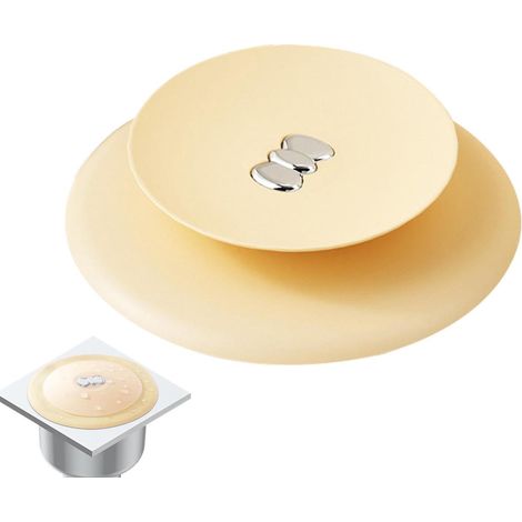 Lot de 2 bouchons de vidange de douche anti-odeurs et désodorisants janue, ronds, empêche les obstructions et les odeurs ， avec design à pression (1/5)