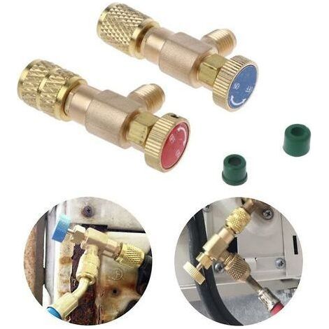 2 Pcs Remplissage Réfrigérant Soupape de Sécurité Coupleur Rapide Air Conditionné R410A R22 Connecteur Adaptateurs (1/5)