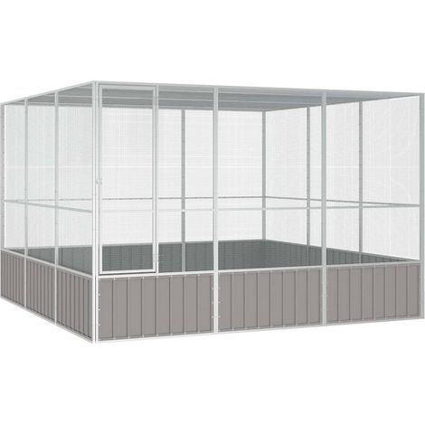 vidaXL Jaula pájaros acero galvanizado gris 302,5x324,5x211,5 cm (1/5)