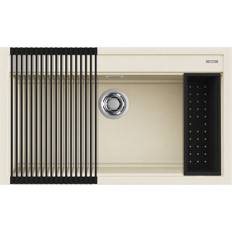 Lavello Elleci Incasso 1 vasca 86x51 Best 360 Bundle Granitek Bianco Antico LGB36062K2 (1/3)