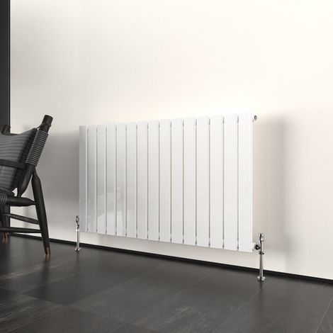T&K Horizontal White Single Radiator Flat Panel Designer 600x1020mm Modern Central Heating Rads (1/5)