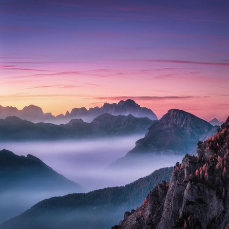 Tableau sur toile paysage et brume 45x45 cm - Impression sur Toile Murale Décorative - Image imprimée en HD sur Toile - Toile sur Châssis en Bois FSC - Fabriqué en France (1/5)