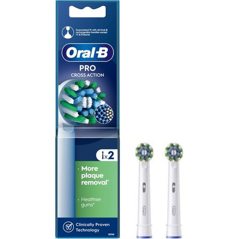 Têtes de brosse à dents électriques Oral-B Heads Cross Action blanches (lot de 2)