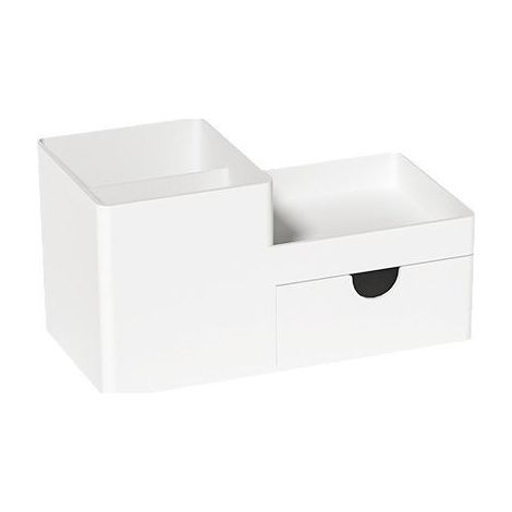 Porte-stylo extensible - Bureau - Boîte de rangement - Étui de rangement - Porte-stylo - Organiseur de bureau - Plastique - Blanc (1/5)