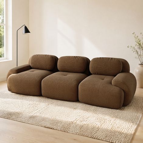 Divano angolare modulare in corduroy marrone, senza montaggio, design senza telaio e comfort ergonomico,298x103x75 cm (1/5)