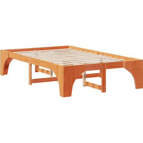 Lit double,Lit adulte,Cadre de lit surélevé Marron 120 x 190 cm Bois massif en pin CFW1490880 (1/5)