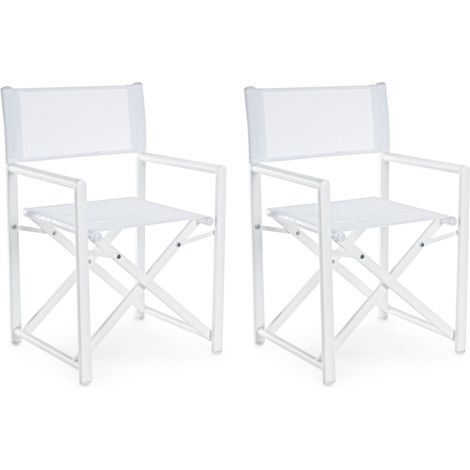 Hellin – Chaises de jardin pliables en aluminium et textilène – Lot de 2 – Charge maximale 120 kg – Hauteur d'assise 26 cm – Confort optimal (1/5)