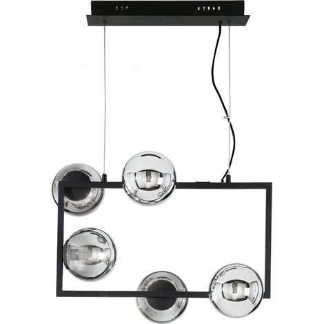 Suspension moderne métal et verre Monile Rectangulaire - Noir (1/2)