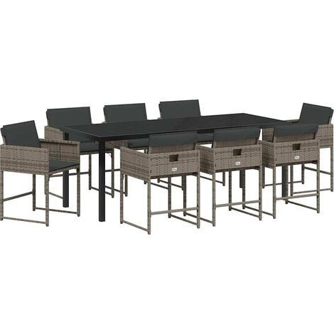 Maison Exclusive - Set da Pranzo per Giardino 9 pcs Grigio polyrattan