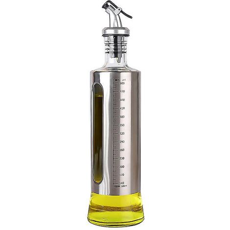 Öl- und Essigspenderflasche aus Glas mit Ausgießer. Olivenölspender mit Antihaft-Verschluss, 500 ml (1/3)