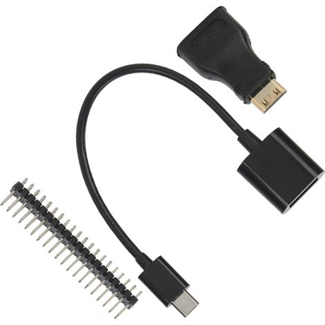 Kit extension 3 en 1 pour Raspberry Pi Zero : adaptateur Mini HDMI, câble micro USB femelle, rangée 40 broches, ABS (1/5)
