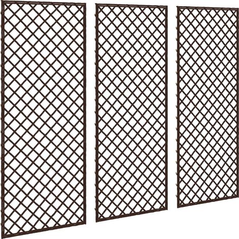 Lot de 3 Treillis de Jardin en Osier tissé - Panneau Rectangulaire pour Plantes grimpantes pour Légumes, Fleurs, Vignes, 43 x 2 x 112 cm, Effet Bois Naturel (1/5)