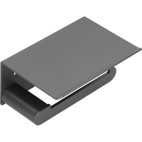 Support rouleau WC, inox, noir, avec étagère, pour rouleau WC (1/5)