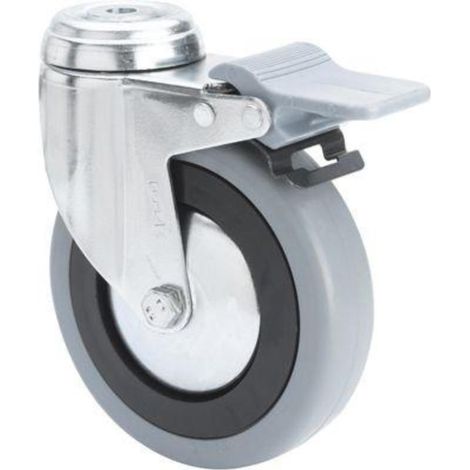 rueda giratora agujero m12 freno 20bhafd100cp-pgan poliamix-goma gris liso (1/2)