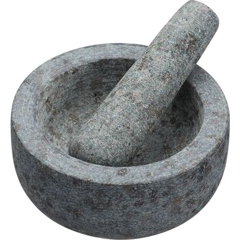 MasterClass, Mortero, Juego de mortero de granito no poroso, 12 x 9 cm, Gris