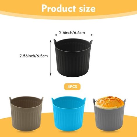 4er-Pack Airfryer-Backformen Silikon-Backformen Antihaft-Backbleche mit leicht zu lösenden Backformen Große Airfryer-Muffinformen 4 Farben Größe (1/4)