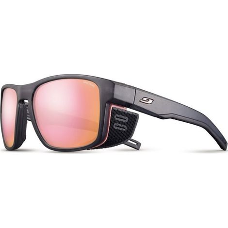 Gafas Julbo Shield M, color gris translúcido y rosa mate, con lentes Spectron 3 rosas (1/3)