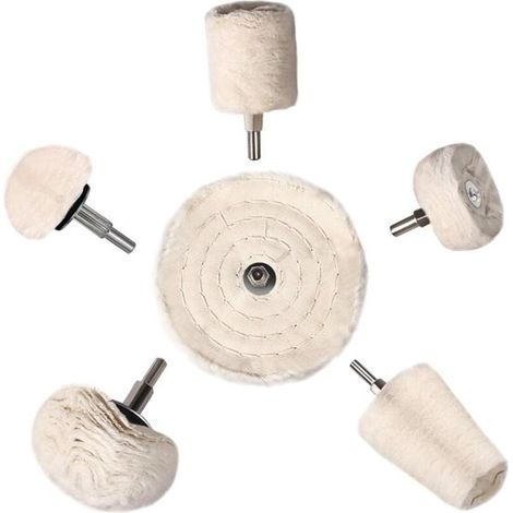 Set per lucidatura per trapani, set da 6 pezzi comprendente accessori per lucidatura, avvitatore a batteria, disco/tampone/cono per lucidatura, set di spazzole coniche, in peluche, per trapani (1/5)