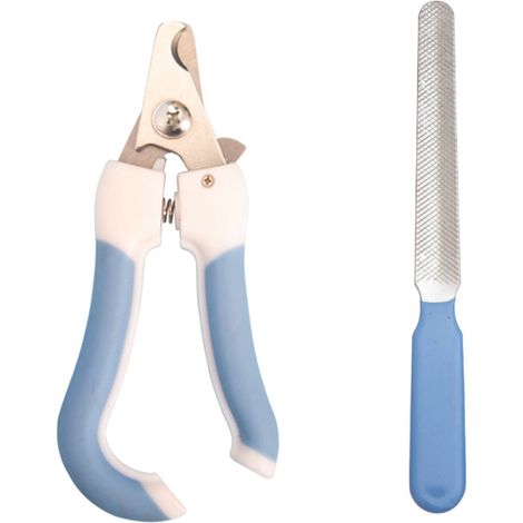 Petit format — Coupe-ongles pour animaux — Coupe-ongles pour chiens et chats avec lime (bleu et blanc) — 14 x 9,5 cm (1/4)