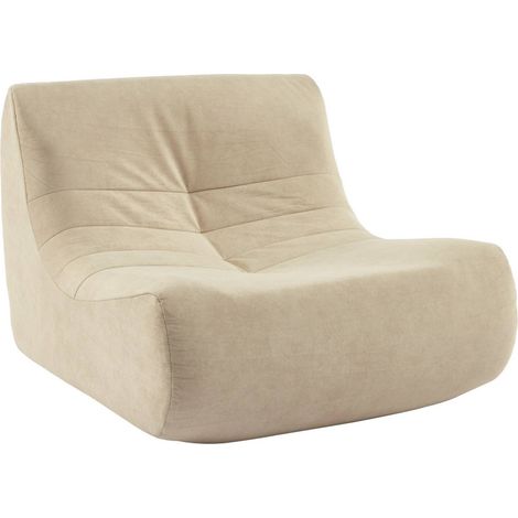 sweeek - Sessel ohne Armlehne mit wasserabweisendem Samtbezug, Samt, Beige