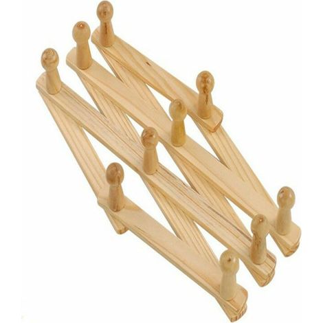 Appendiabiti in legno espandibile, gancio a soffietto da parete in legno per appendere cappelli, berretti, tazze, cappotti, borse, tazze da caffè, ideale per ingresso, corridoio, sala da pranzo (1/5)