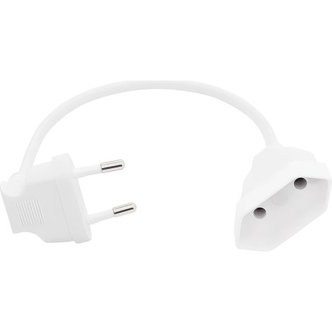 Rallonge Electrique Euro 90 Degrés,Câble d'Extension Courbé 2.5A 250V 625W avec Fiche Mâle et Prise Femelle Type C,Section 2x0.75 mm²,pour TV,PC,Moniteur,Projecteur en Intérieur (Blanc, 0.3m)