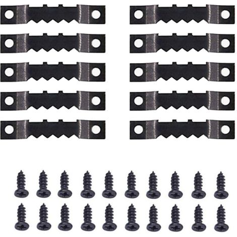50 Dentelures + 100 Vis-noir-kit De Support Pour Photo Cadre En Acier Inoxydable Attache Cadre Crochets De Suspension Photo Crochet Miroir Suspen (1/5)