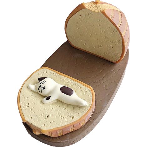 Support de tablette en forme de toast mignon, support téléphone bureau résine design chat pour regarder des séries, support décoratif rond. (1/5)