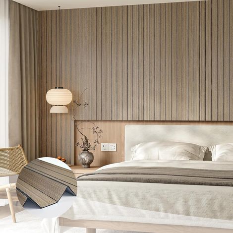 Panneau Mural Decoratif 3D Bois Style Gris Marron 30cmX200cm Papier Peint Adhesif Mural Epaisseur 2.1mm Dalle PVC Adhesive Murale Effet Bois Decoration Murale Chambre Panneaux Muraux Salon (1/5)