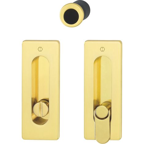 Porte coulissante Coquillage Kit M464 – Sans Serrure, rosace carrée WC Laiton de PVD (1/4)