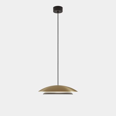 LedsC4 Noway - Lámpara Colgante de Techo LED 18.5W y 618lm con Luz Cálida 2700K. Diámetro 35cm. Estructura de Acero. Color Oro