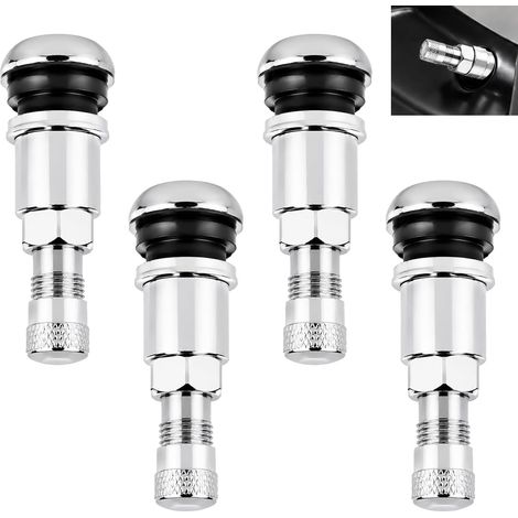 Lot de 4 Valve de Jante Universelle Pneu 11,3 mm, Valves Acier Inoxydable Pneus Métal pour Pneus de Voiture Camion et Bicyclette, Diamètre, Étanchéité Renforcée, Résistantes à la Corrosion (1/5)
