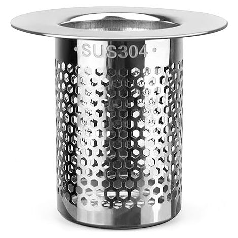 QAZQA Attrape Cheveux Douche,5.5 × 5 cm Filtre Cheveux Douche,Argent Acier Inoxydable Filtre Lavaboe - Bonde Baignoire pour Cuisines, Salles de Bains, Balcons (1/5)