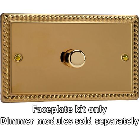 Varilight 1-Gang Matrix Twin Plate Kit for Rotary Dimmers Georgian Brass Finish
