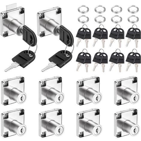 10 Serrures de Meuble en Alliage de Zinc avec 20 clés Verrou de Tiroir pour Mobilier de Bureau avec une Épaisseur de 17-22mm Serrures de Sécurité pour Coffres de Rangement de Bureau Bois (1/5)