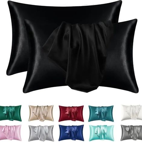 Taie d'oreiller en satin - 50 x 66 cm - Lot de 2 (1/5)